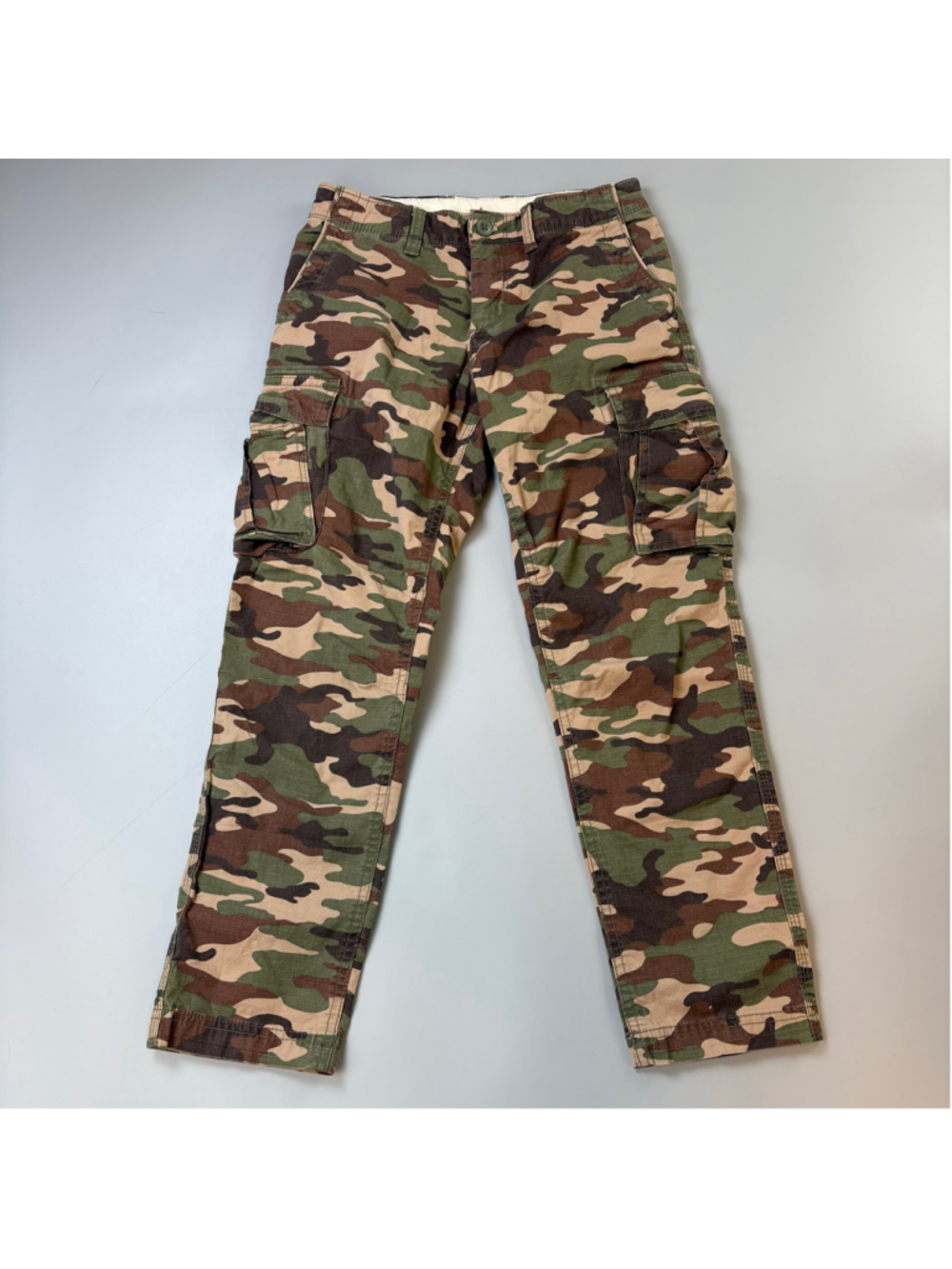 GAP Kids Cargo Pants Camouflage BOYS 12 Green Brown Ripstop Utility Stretch Army